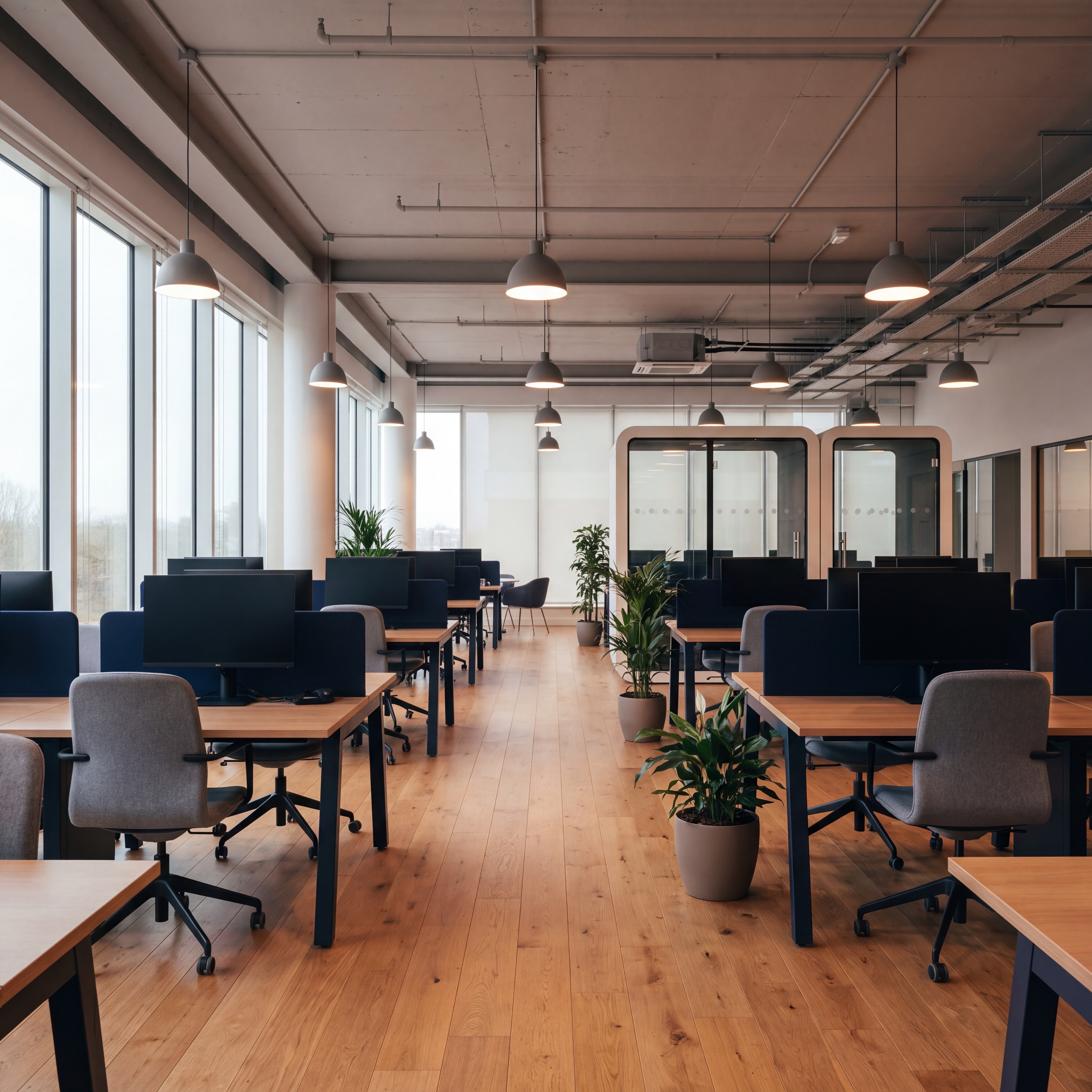 Modern empty open-plan corporate office interior in Dublin